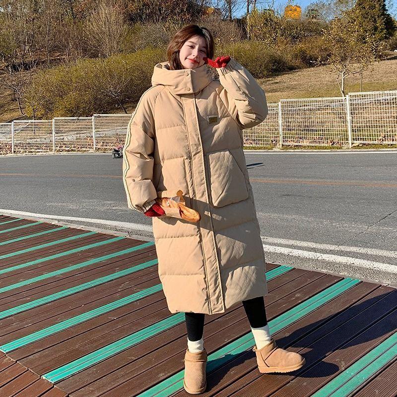 New Style Down Cotton Coat Women's Long Winter Loose Korean Style College Style Thickened Coat Knee-high Cotton Jacket