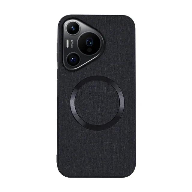 

Для Huawei Pura 70 Ultra 70 Pro Чехол Магнитный ТПУ + ПК Противоскользящий тонкий тканый тканевый чехол с узором для Huawei Pura 70 Pro For Pura 70 Pro чёрный