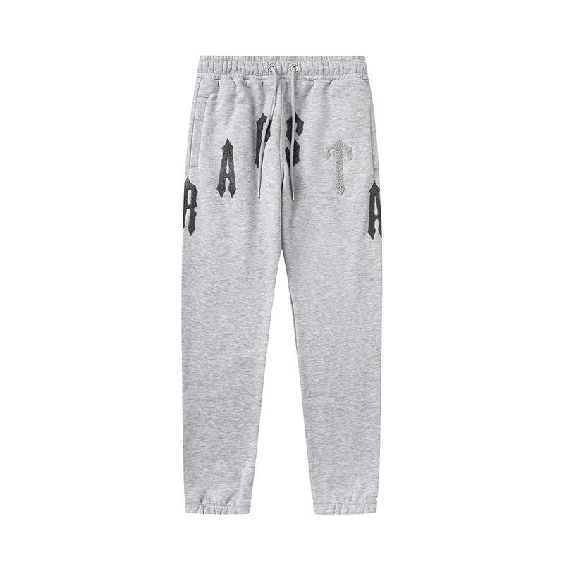 Foreign trade new rainbow color matching letter embroidery velvet loose hooded sweater casual trousers set men and women the same style