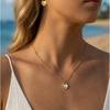 Vintage Heart Pendant Necklace Women Satellite Beads Chain Turquoise Love Necklace 18K Gold Plated Fashion Accessoreis