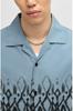 HUGO Oversized Fit Cotton Shirt with Size Blue Men's Hand-Painted Print, Small,