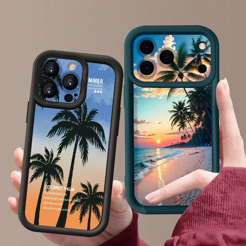 Coconut Tree Print TPU Phone Case For iPhone 17 Pro 17e 15 16 Pro Max 14 13 Pro Max 16e Shockproof Soft Silicone Back Cover