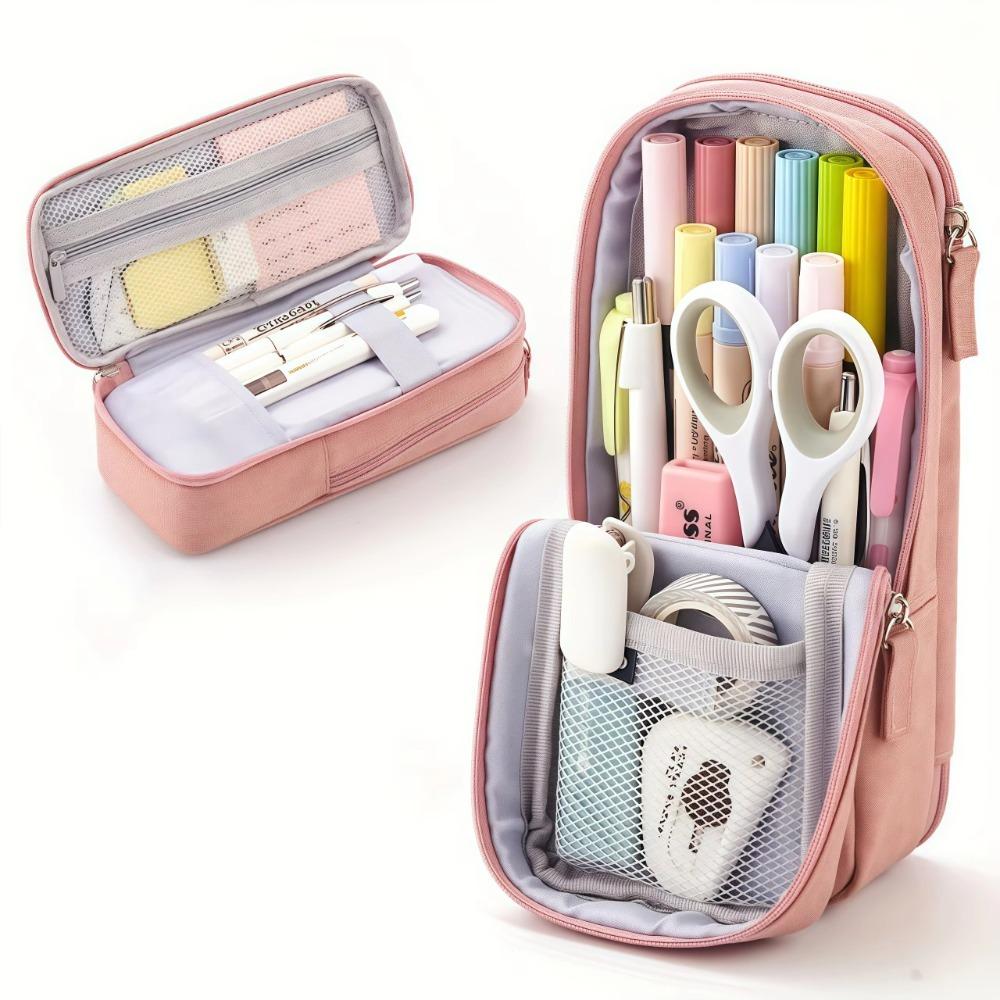 Double-layer Pen Bag Foldable Pencil Pouch New Pencil Case  School Office