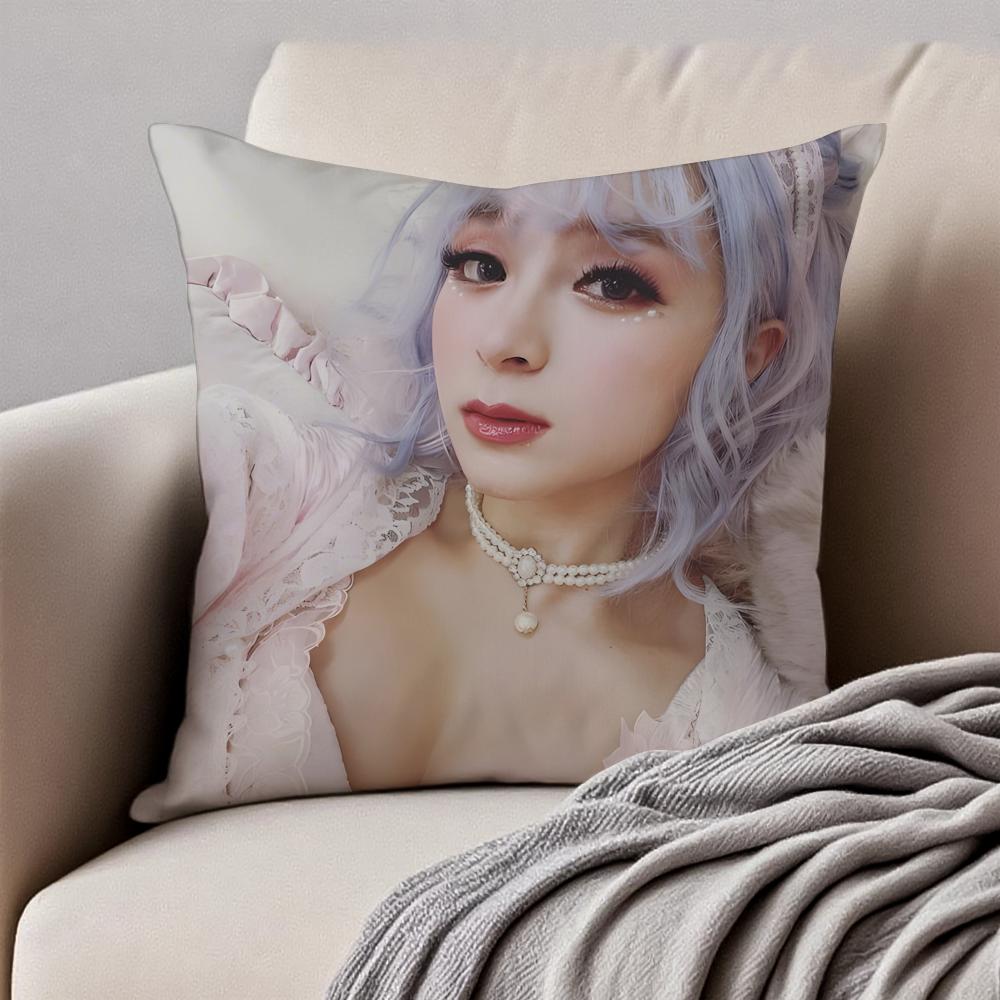 popular female singer MMARiA Cushion Cover Pillowcase Antidustmite Invisible Zipper Short Plush Sofa Cushion