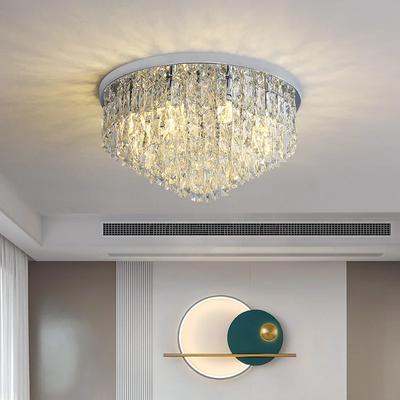 Moderne Soveværelse Dekoration Loftslamper Luksus Krystal Glans Loftslampe Guld / Krom Metal Rund Monteret Belysning