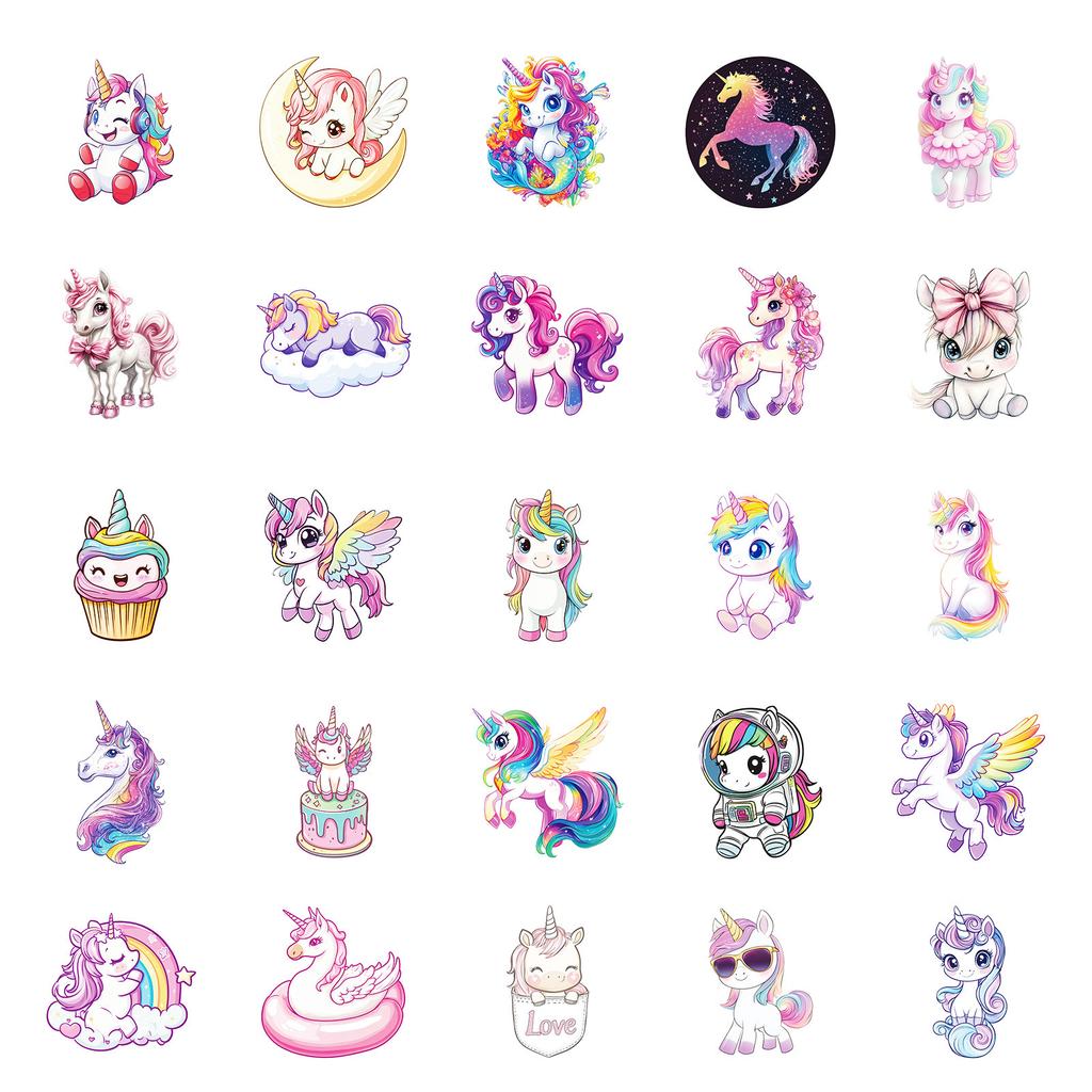 50 Unicorn Graffiti Stickers Luggage Water Cup Computer Notebook Waterproof Sticker Hand Account Decoration