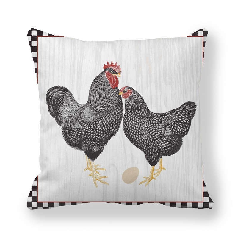 

Interesting Hen Cock Print Pattern Cushion Pillow Cover Home Living Room Sofa Decoration 45X45cm 16x16Inch
