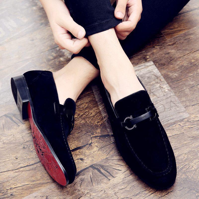 Large size spring men's matte surface small leather shoes casual shoes single shoes lazy one pedal Doudou shoes trendy men's shoes
