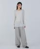 CHICKS Airy Double-Pleat Wide Slacks Light Gray