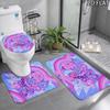 3pcs The Amazing World of Gumball Pattern Flannel Nonslip Absorbent Washable Decorative Bathroom Home Toilet Seat Cover Mat
