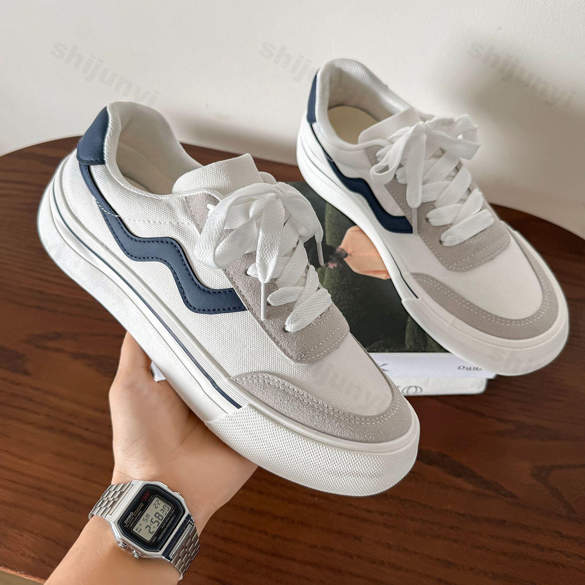 

Fashion Fashion Trend Casual Thick Soled Canvas Shoes for Men s 2025 New Spring Breathable Comfortable Versatile Low Top Chunky sneakers 39 белый