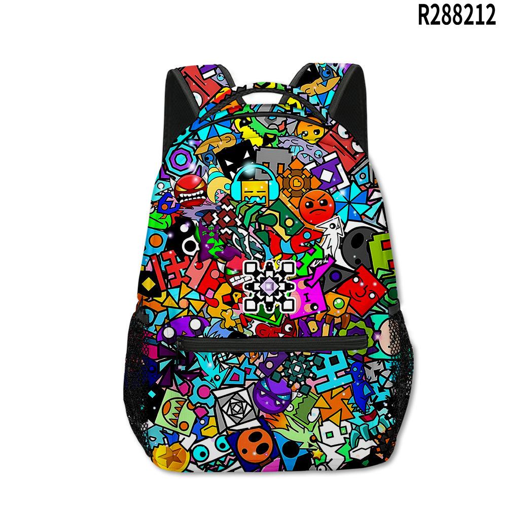 Zaini Hip Hop Kpop Giovanili per la Scuola Unisex Geometry Dash Borse da Viaggio Stampa 3D Oxford Impermeabili Zaini a Spalla per Quaderno