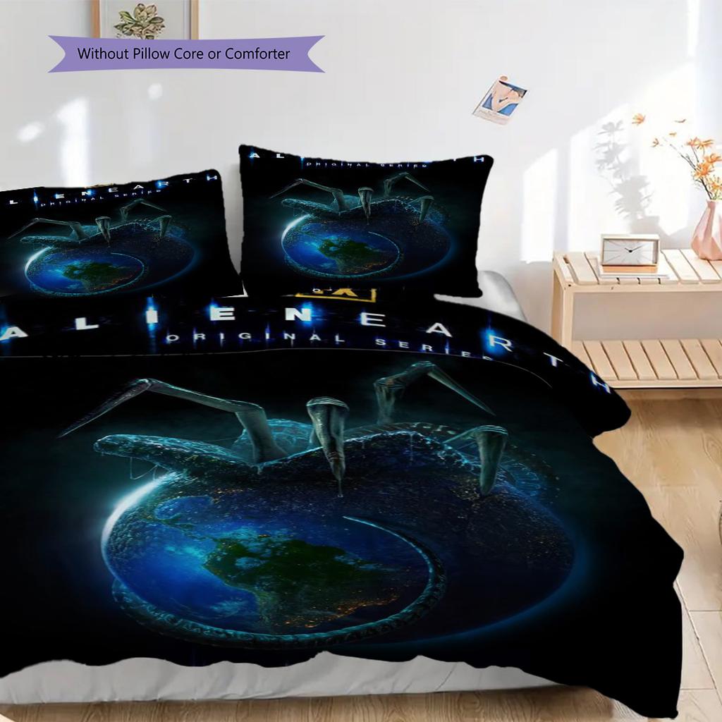 Alien Earth Unknown Threepiece Set 1 Duvet Cover 2 Pillowcase Without Core Soft And Comfortable Christmas Birthday Gift Bedding Set