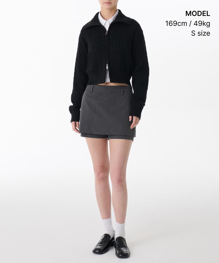 MUSINSA STANDARD WOMAN Women'S Cable Knit Zip-Up [Black]
