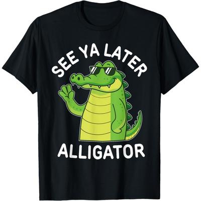 Do zobaczenia Aligator Aligator Do Widzenia Uroczy Kreskówka Śmieszny T-shirt