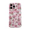 Japanese and Korean smudged pink flowers for iPhone16promax Apple 15 mobile phone case 14/13 wave case IMD
