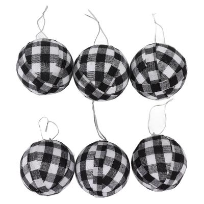 6 Stück 70mm 2,76 Zoll Weihnachtskugeln Weihnachtsbaumschmuckkugeln Neujahrsdekor Schwarz-Weiß-Karo