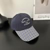 Letter Embroidery Niche Contrasting Color Plaid Brim Baseball Cap Cap Children Spring and Summer Versatile Soft Top Cap Tide