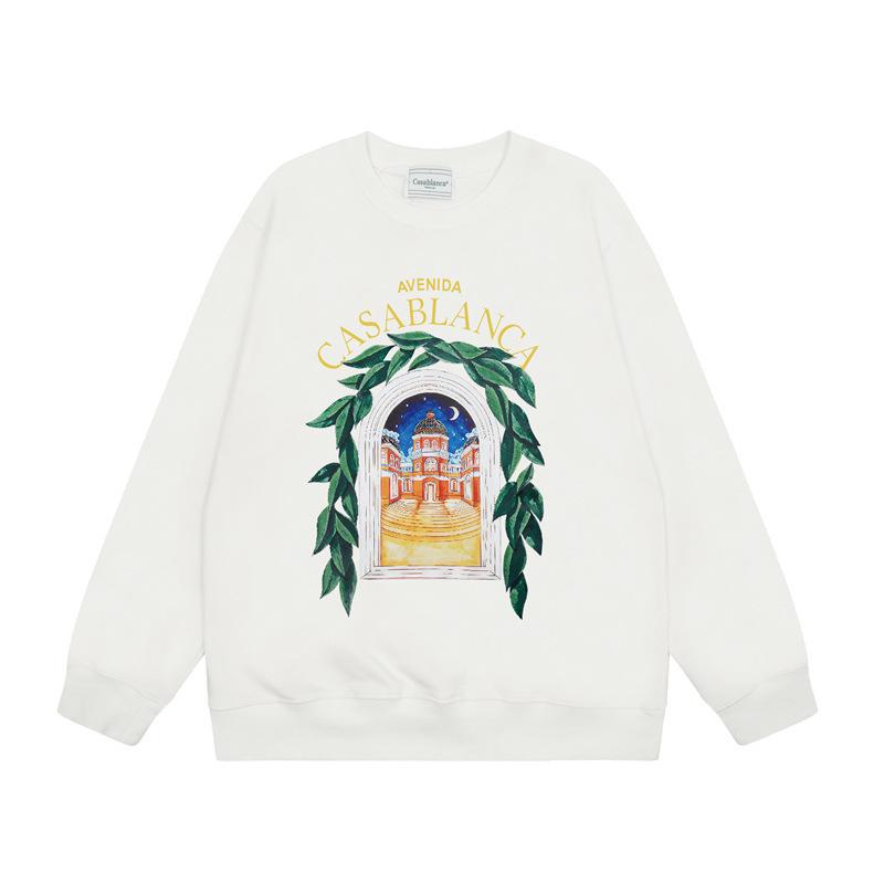 American Trendy Brand Casablanca Crew Neck Sweater Hoodie Men's Couple Ins Autumn and Winter Thickened Long-sleeved Women's T