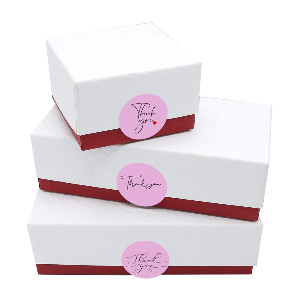 100-500Pcs Round Thank You Stickers Envelope Seal Labels Gift Packaging Decor Pink Label Scrapbooking Stationery Sticker