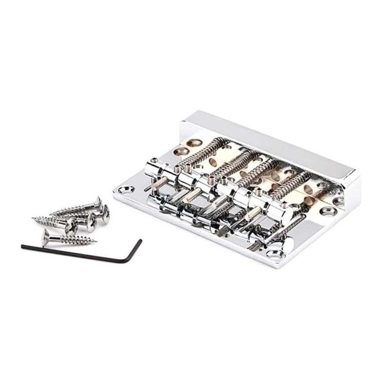 

Vintage Style Electric Bass Bridge Heavy Duty 4-String Bass Bridge with Screws & Wrench Bass Guitar Accessories Durable 1