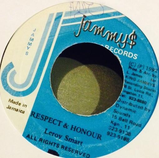7inch Record LEROY SMART Respect Honour NONE Jammys Records 1992 Jamaica Reggae Ska Dub Used