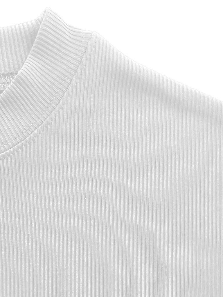 Europejski Męski T-Shirt Slim Fit z Wysokim Kołnierzem i Krótkim Rękawem, Letnia Elastyczność, Nowy Okrągły Dekolt