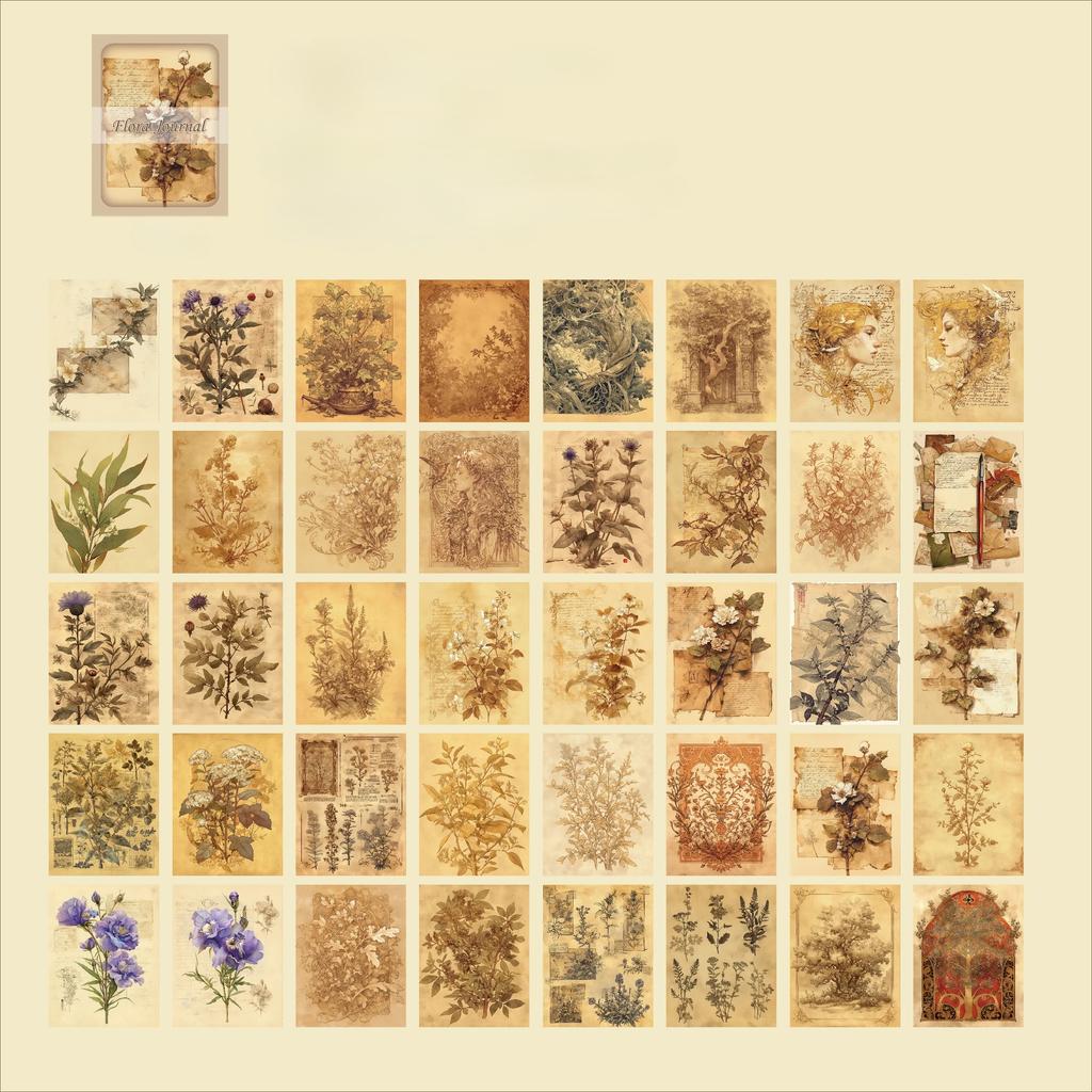 Vintage Antique Painting Collection Material Paper Scrapbook Materials DIY Photo Album Collage Journal