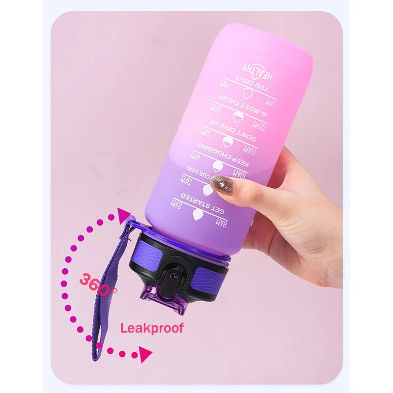 600ML Colorful Plastic Sports Water Bottle with Time Marker Portable Water Bottle Reusable  Cups Drinkware Drinking Bottle