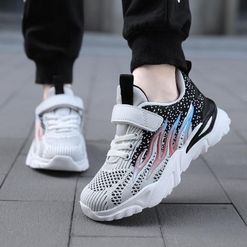 Dětské létající tkané duté prodyšné sportovní běžecké boty venkovní plamen dětské boty