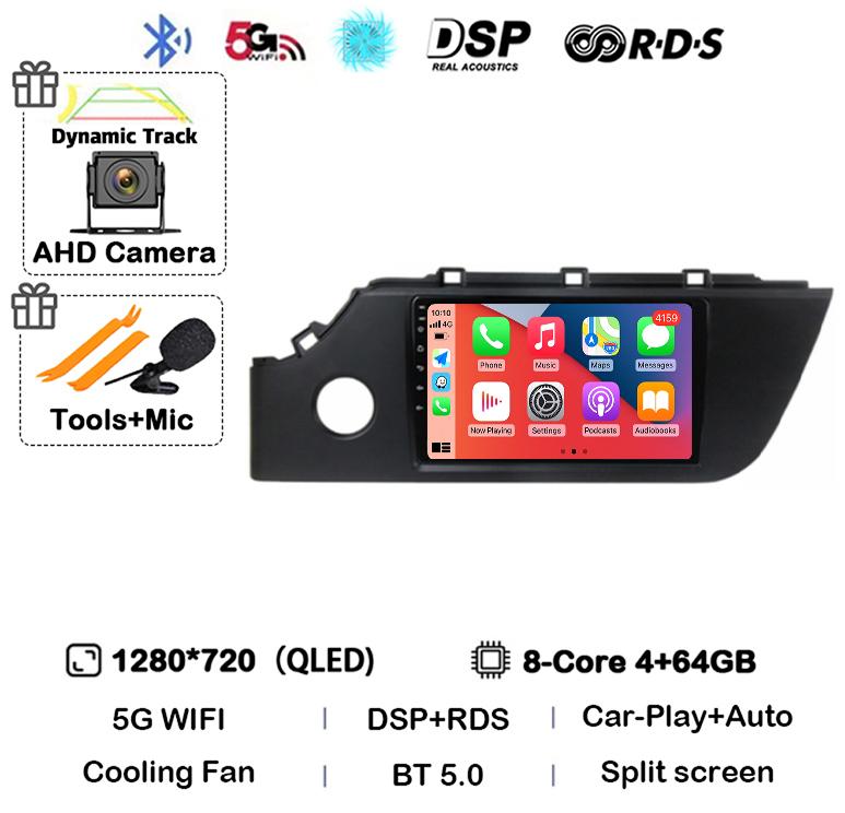 Android 14 Carplay Auto Car Radio For KIA RIO 4 X-line 2020 2021 2022 GPS Navigation Multimedia Video Player Audio 2 DIN DVD DSP