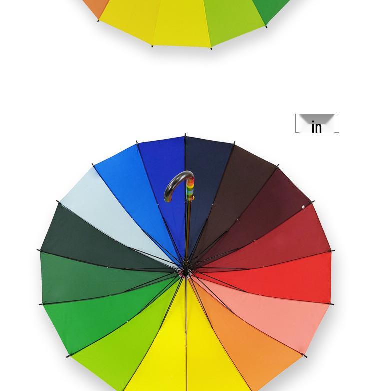 Automatic Windproof Extra-Large 16-Rib Rainbow Umbrella for Sun & Rain with Custom Logo