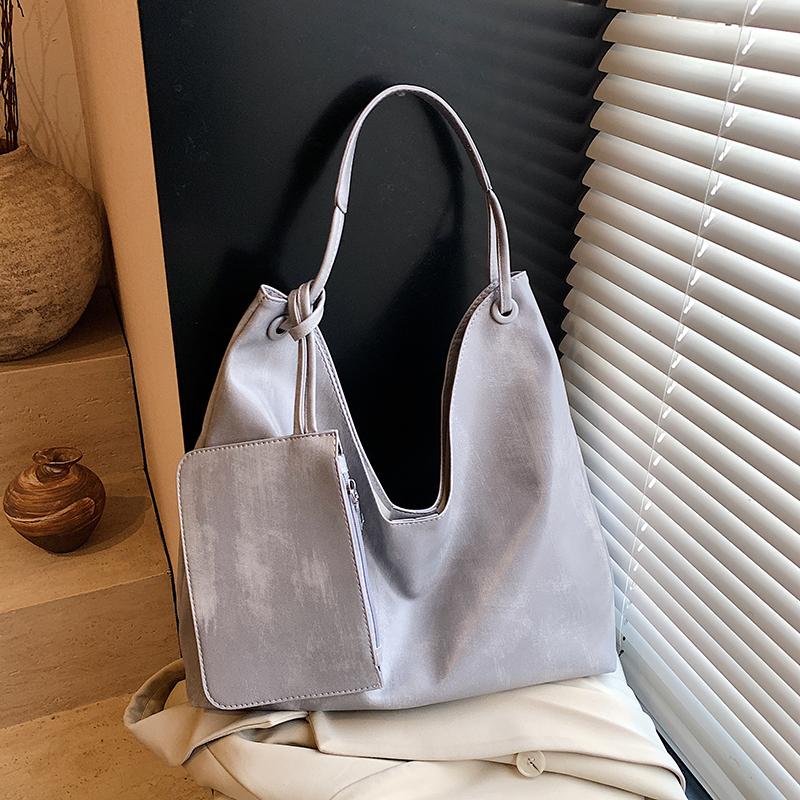 Einfache Damen-Komposit-Tasche mit großem Fassungsvermögen, vielseitige einfarbige Tragetaschen für den täglichen Gebrauch und Reisen, klassische PU-Leder-Einschultertasche