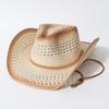 Hot Hollow Out Western Cowboy Summer Outdoor Sun Breathable Straw European and American Top Hat