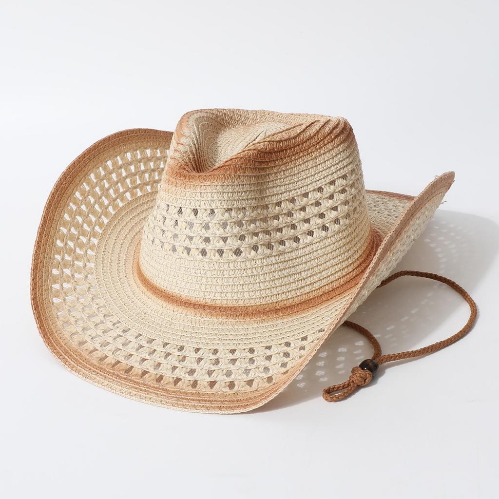 Hot Hollow Out Western Cowboy Summer Outdoor Sun Breathable Straw European and American Top Hat