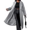 Womens Winter Wool Blend Long Coat Loose Fit Notched Collar Casual Outerwear Gray Black