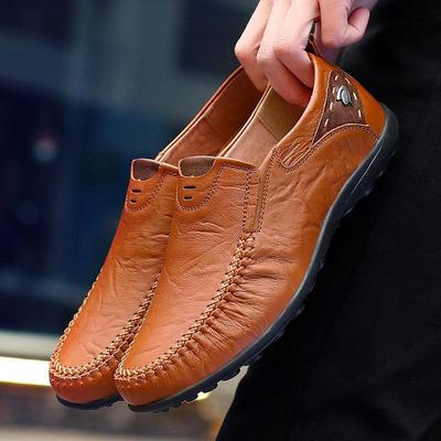 Men's Soft Sole Leather Slip-On British Style Driving Shoes, Big Size, Trendy & Versatile.