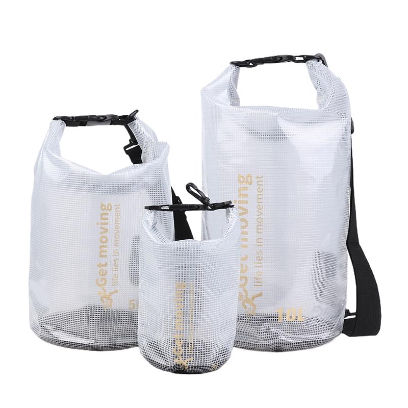 2L/5L/10L Pvc Wasserdichter Packsack Netzbeutel Tragbar Outdoor Sport Schwimmen Aufbewahrungstasche Pack Rafting Kajakfahren Camping
