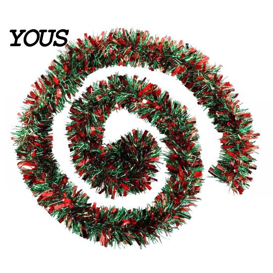 Vibrant Festive Atmosphere Decor 78.7 Inch Christmas Tinsel Garland, Shiny Metallic Twist Hanging Garland Bendable Holiday Party for Xmas Tree,