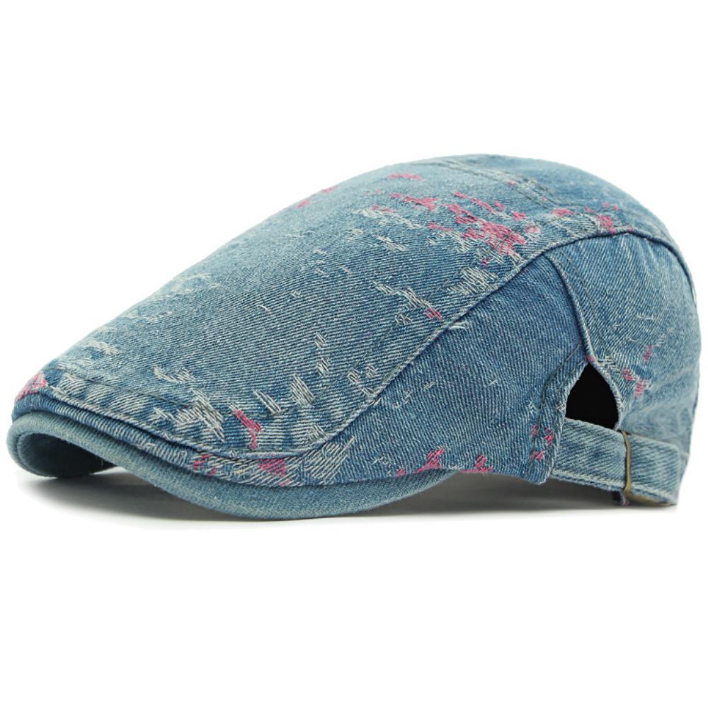HT4802 Beret Cap Men Women Spring Summer Autumn Denim Hat Vintage Artist Painter Beret Hat Male Female Ivy Flat Cap Mens Berets