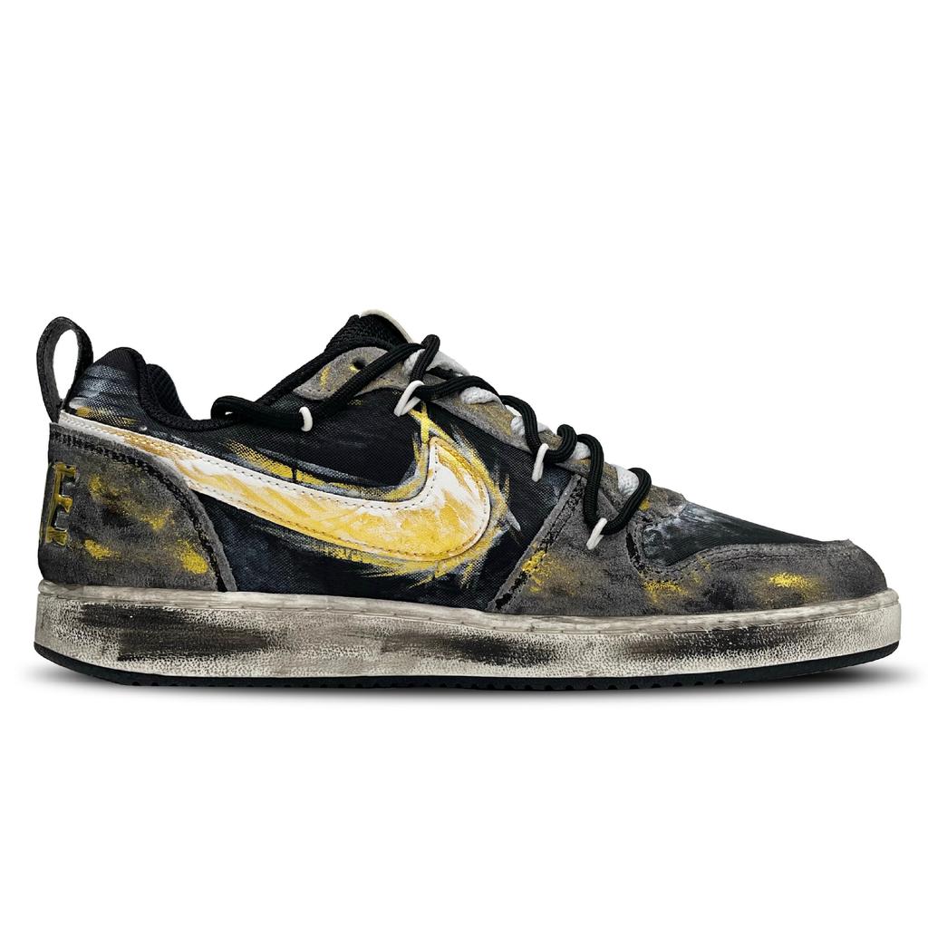 Nike Court Borough Low Top Skateboard Shoes Men's Black Gold 844881-005(Team11-)