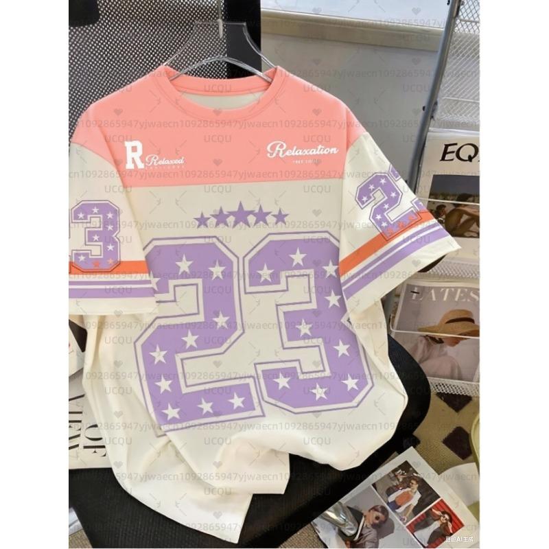 Men's Sports Jersey Letter 23 Print Short Sleeve T-Shirt Summer Graphic Tee Jerseys Plus Size Women's Sport T-Shirt Tops