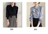 White shirt long sleeve bow top women's autumn 1116 new temperament design sense niche shirt
