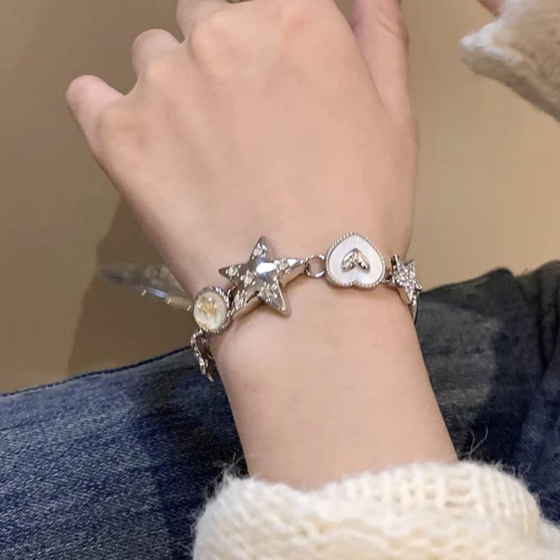 Heart Star Charm Bracelet For Women Girls High-End Exquisite  Light Luxury Wrist Chain Retro Y2K Jewelry Accessories