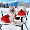 Pet Christmas Santa Claus Classic Dog Winter Dress, Gold Velvet Princess Style