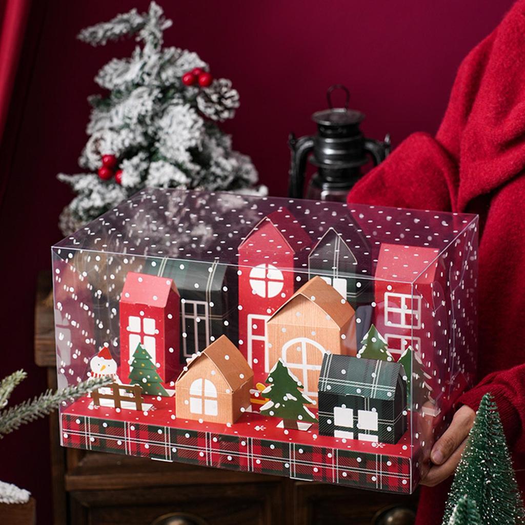 Christmas Countdown Calendar Box 8 Empty Christmas House Advent Calendars Box For Storing Candy, Snow Crisp, Nougat, Cookie