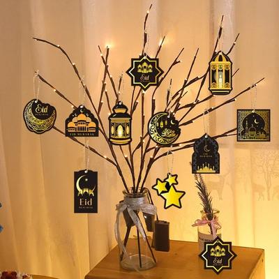 10 st/set Ramadan Heminredning Månstjärnor Slott Hängande Ornament Islamisk Muslimsk Festtillbehör Mubarak Eid Gåva Dekoration