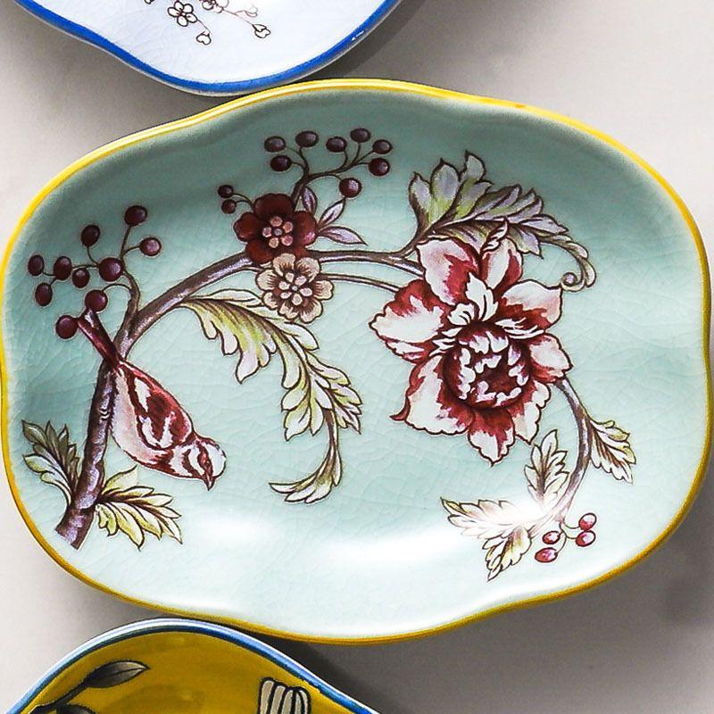 Creative Painted Flowers Ceramic Soap Dish Toilet Hand Wash Soap Dish Bathroom Accessories Hotel Bathroom Soap Dish Storage Tray