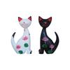 2pcs Modern Cat Statue Wooden Miniatures Figurine Desktop Ornament Animal Sculpture  Car