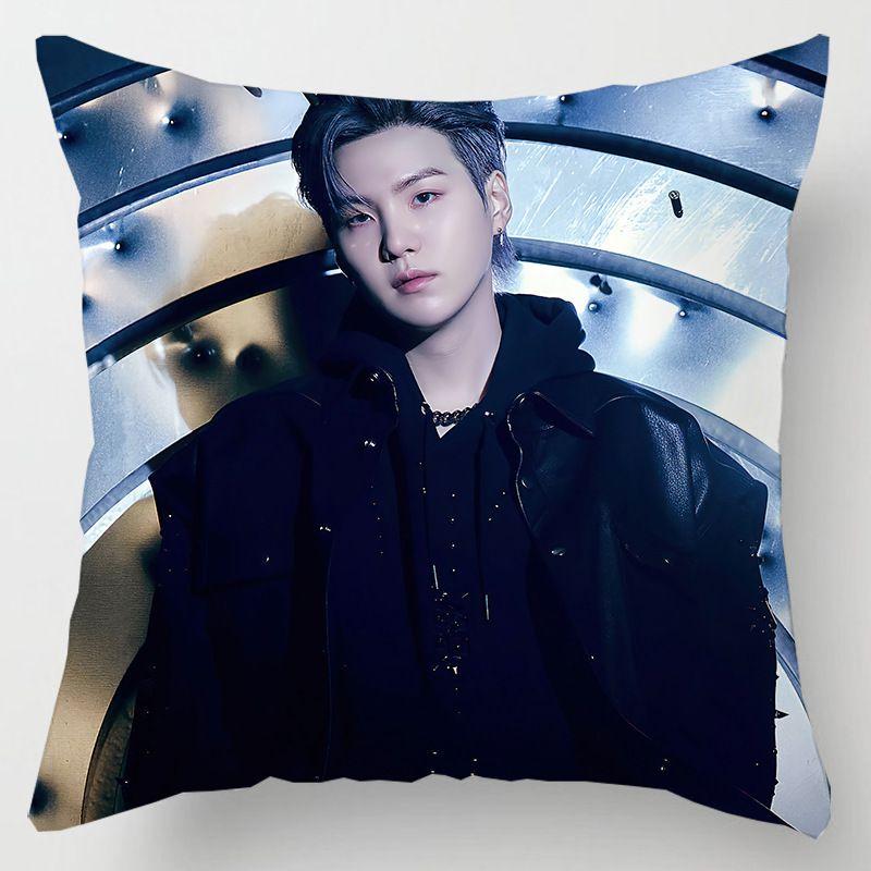 Kpop 18in Bts Bangtan Boys Cushion Cover Decorative Soft Pillow Case Peach Skin